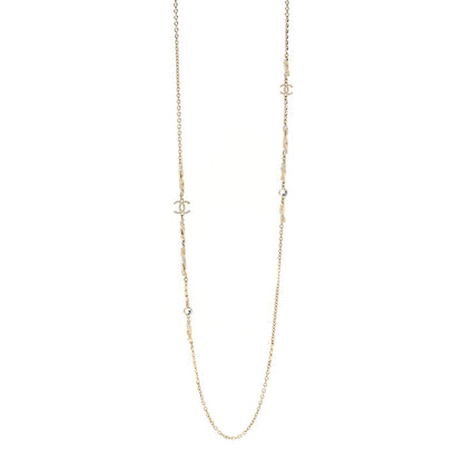 Crystal CC Twist Long Necklace Gold