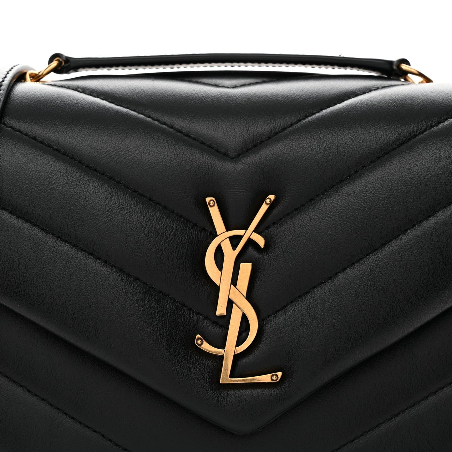 Calfskin Y Quilted Monogram Small Loulou Chain Satchel Black