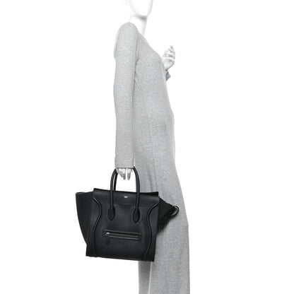 Drummed Calfskin Mini Luggage Black