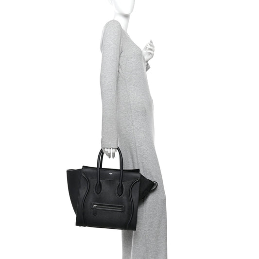 Drummed Calfskin Mini Luggage Black