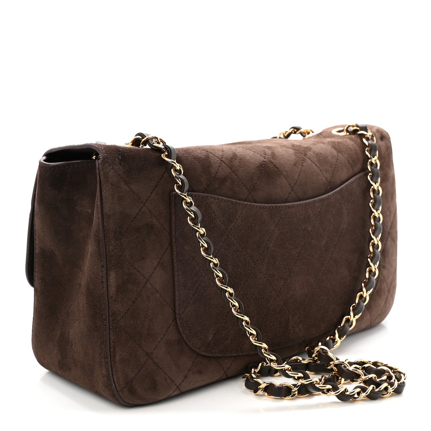 Suede Calfskin Small Souplissimo Maxi Flap Dark Brown