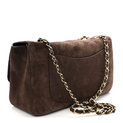 Suede Calfskin Small Souplissimo Maxi Flap Dark Brown