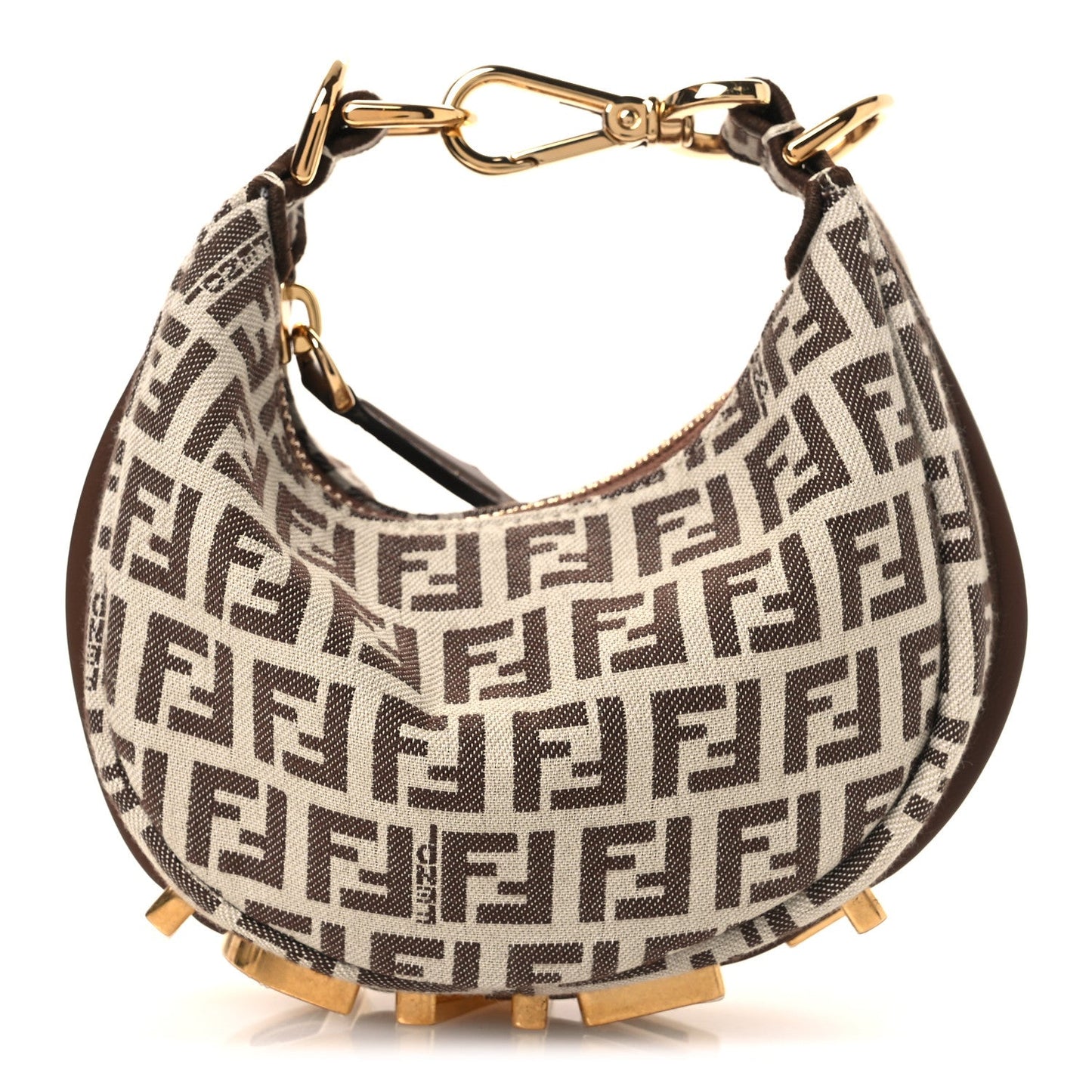 Fabric Jacquard FF 1974 Nano Fendigraphy Hobo Charm Beige