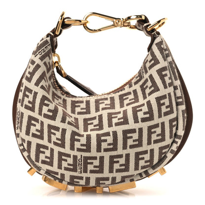 Fabric Jacquard FF 1974 Nano Fendigraphy Hobo Charm Beige