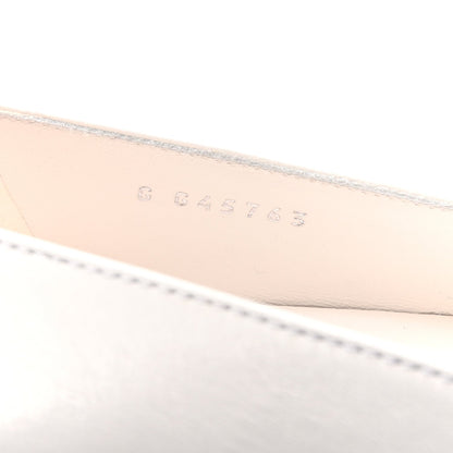 Shiny Lambskin Grosgrain Pearl Mary Janes Flats 37.5 White Black