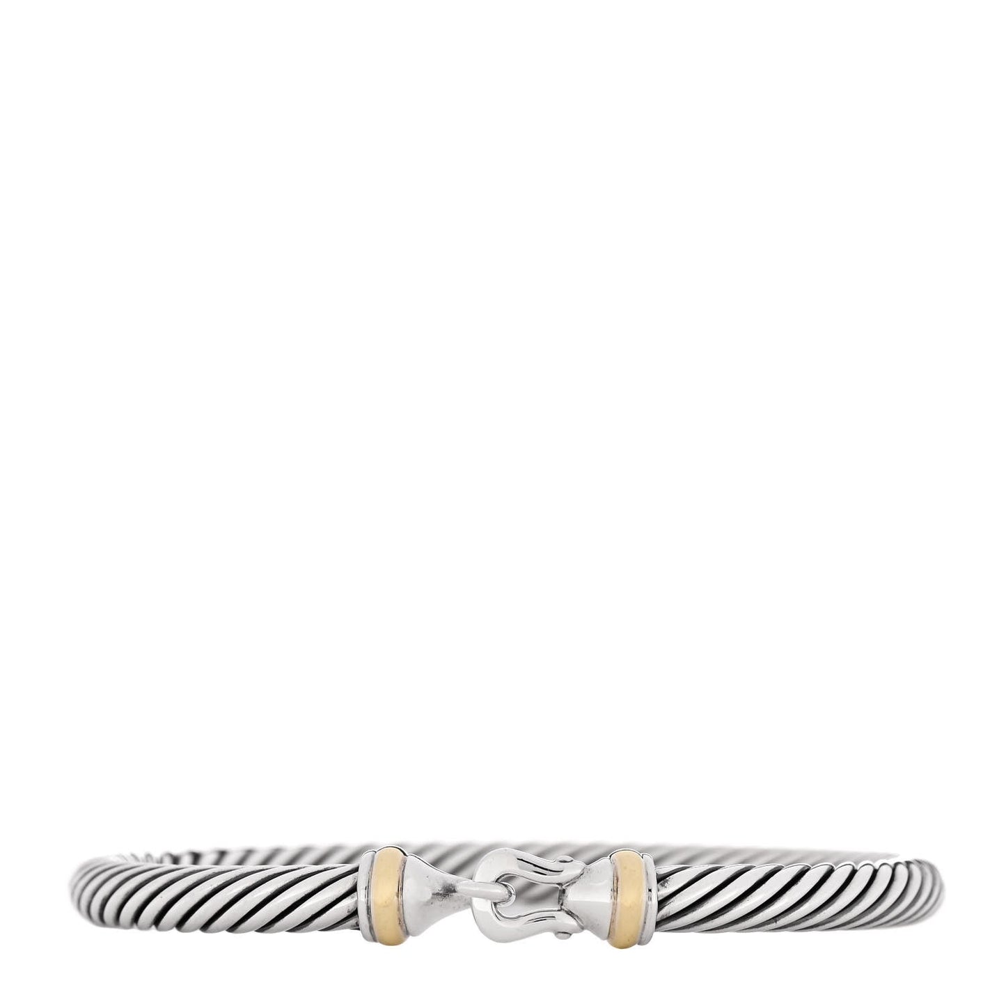 Sterling Silver 18K Yellow Gold 5mm Cable Classic Buckle Bracelet