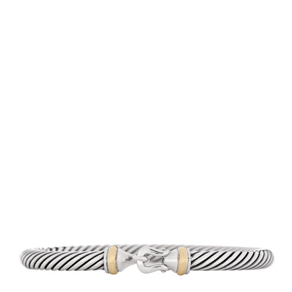 Sterling Silver 18K Yellow Gold 5mm Cable Classic Buckle Bracelet