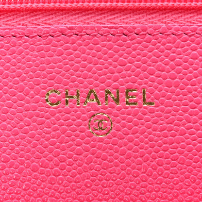 Caviar Quilted Wallet on Chain WOC Fuchsia