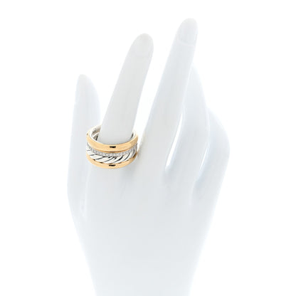 Sterling Silver 18K Yellow Gold Diamond 13.8mm Mercer Four Row Ring 60 9