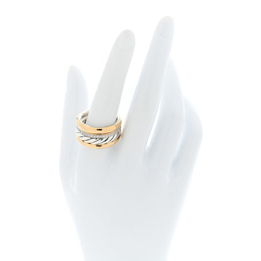 Sterling Silver 18K Yellow Gold Diamond 13.8mm Mercer Four Row Ring 60 9