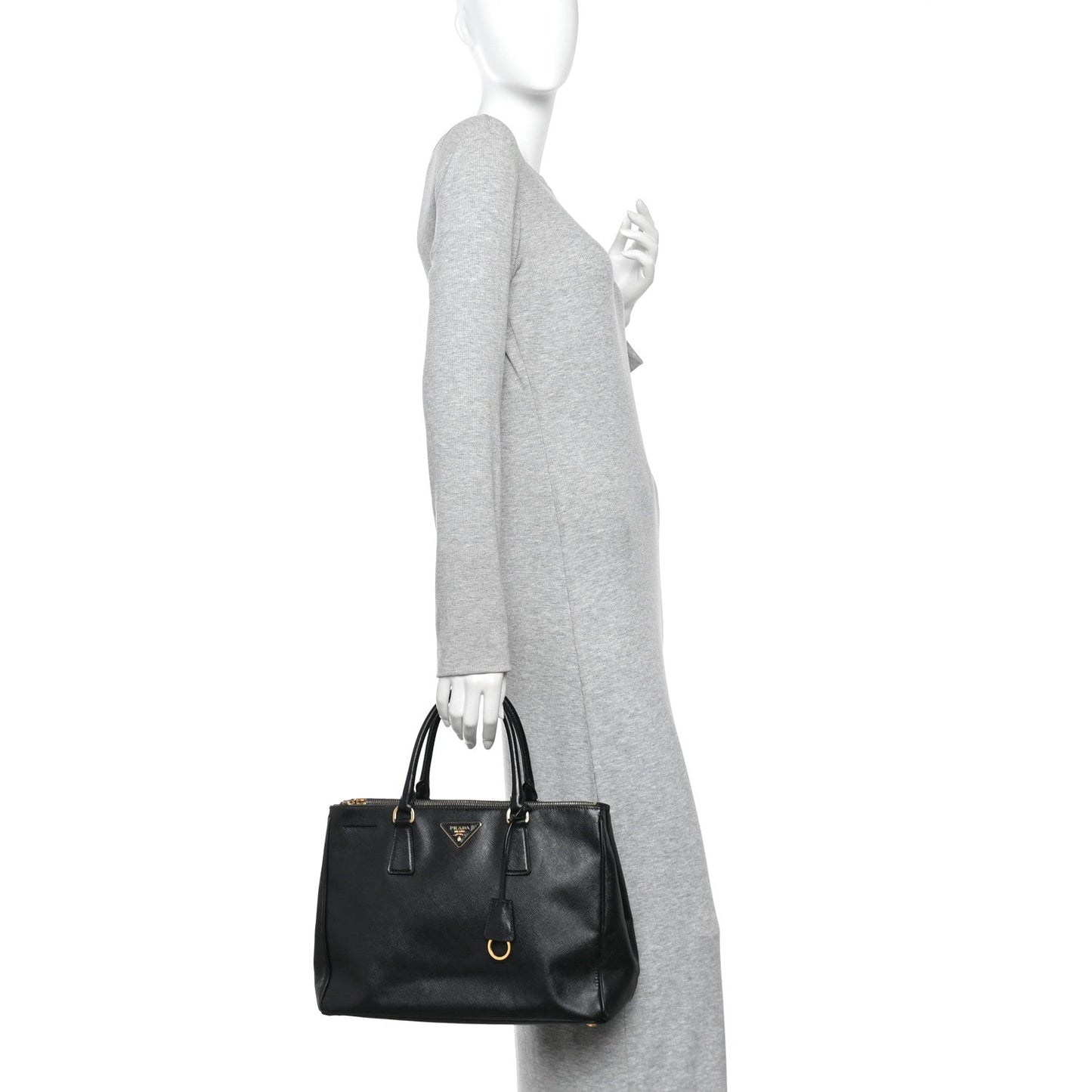 Saffiano Large Galleria Double Zip Tote Black