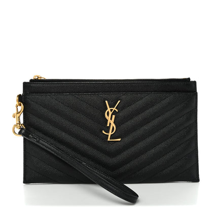 Grain De Poudre Chevron Monogram Large Bill Pouch Black