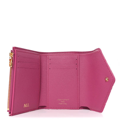 Denim Monogram Jacquard Victorine Wallet Fuchsia