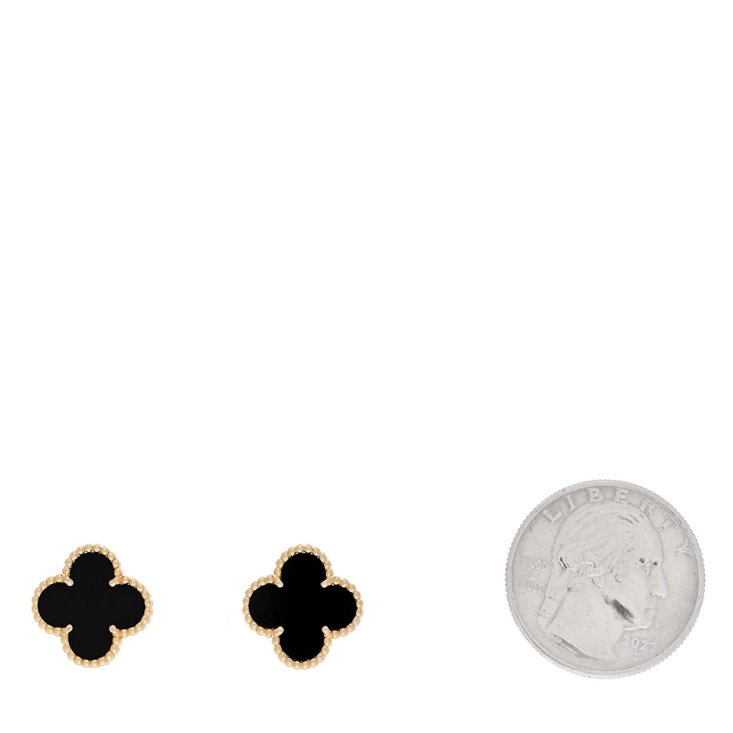 18K Yellow Gold Black Onyx Vintage Alhambra Earrings