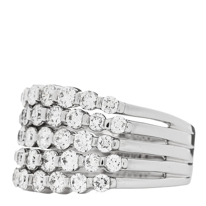 14K White Gold Diamond 1.90ctw Five Row Band Ring 53 6.25