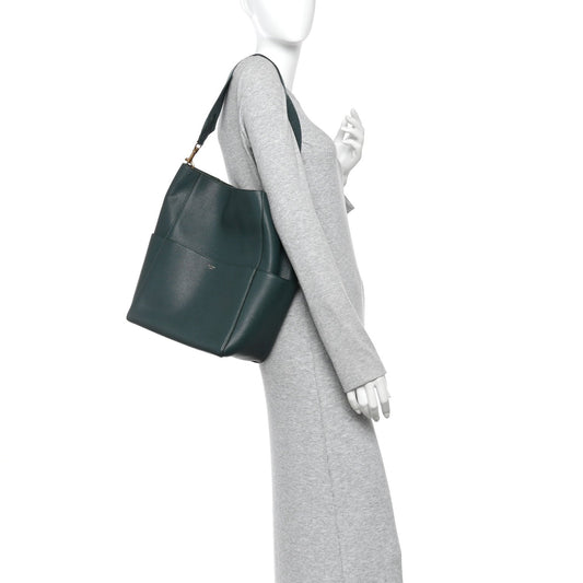 Soft Grained Calfskin Sangle Bucket Bag Amazone