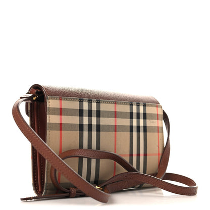 Grainy Calfskin Vintage Check Wallet With Detachable Strap Archive Beige Tan