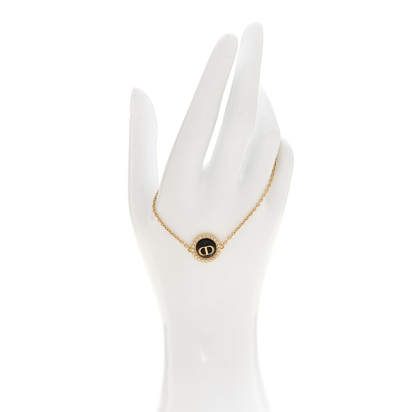 Pearl Glass Petit CD Baroque Bracelet Gold Black