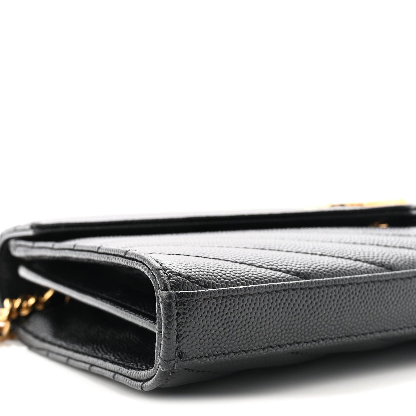 Grain De Poudre Matelasse Chevron Monogram Chain Wallet Black