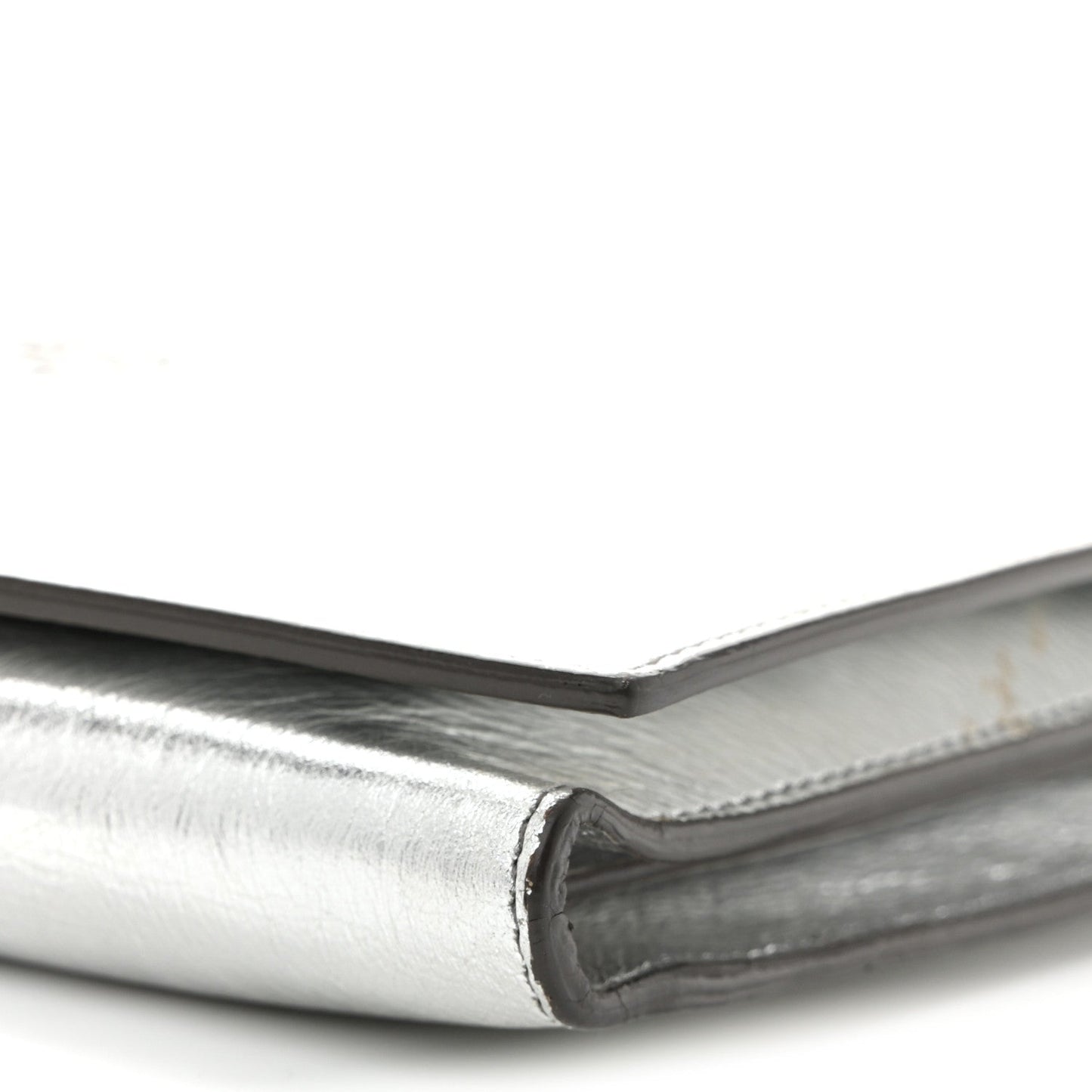 Metallic Crinkled Calfskin Belle de Jour Chain Clutch Silver