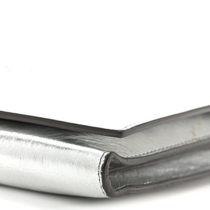 Metallic Crinkled Calfskin Belle de Jour Chain Clutch Silver