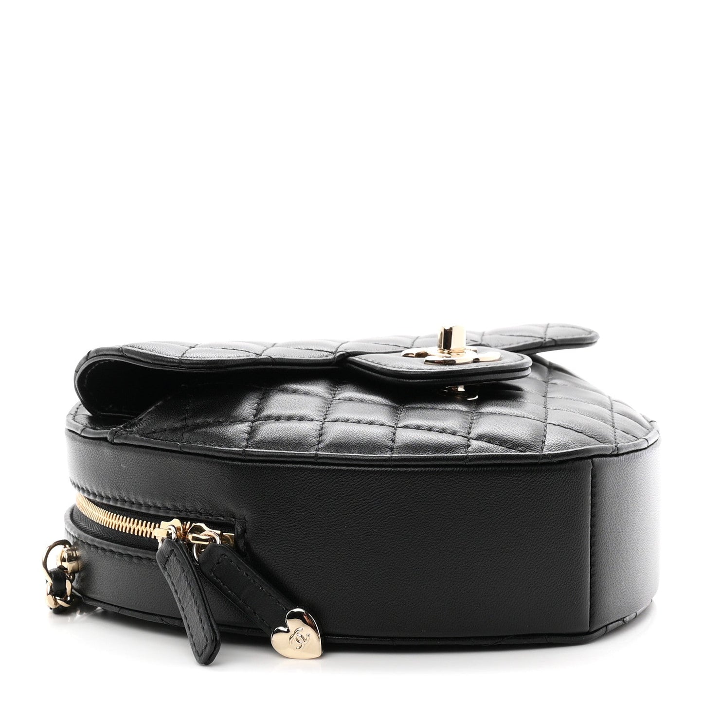 Lambskin Quilted Large CC In Love Heart Bag Black