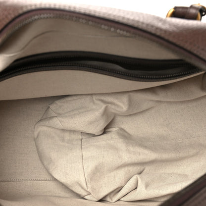 GG Supreme Monogram Textured Dollar Calfskin Web Large Savoy Bowling Bag Beige Ebony New Acero