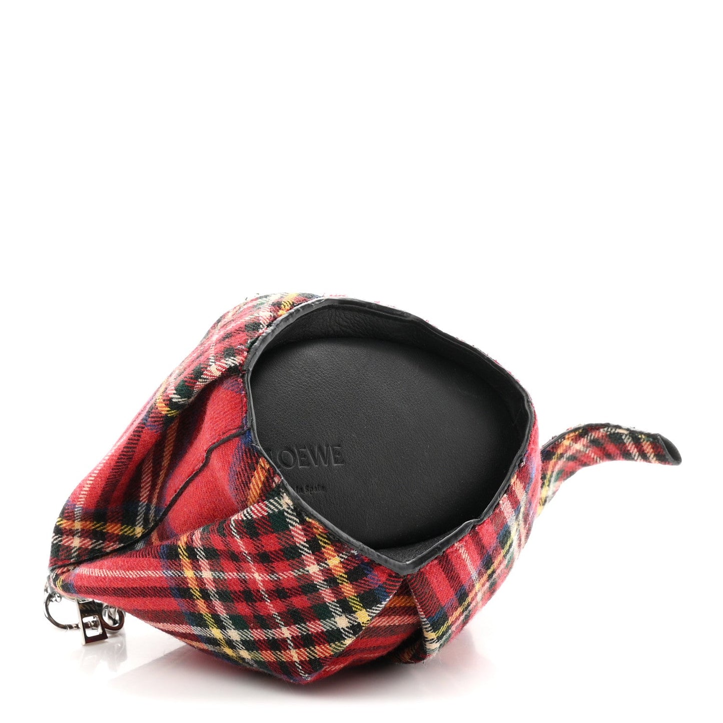 Wool Calfskin Mini Elephant Crossbody Bag Red Tartan