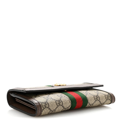GG Supreme Monogram Web Ophidia Continental Wallet Brown