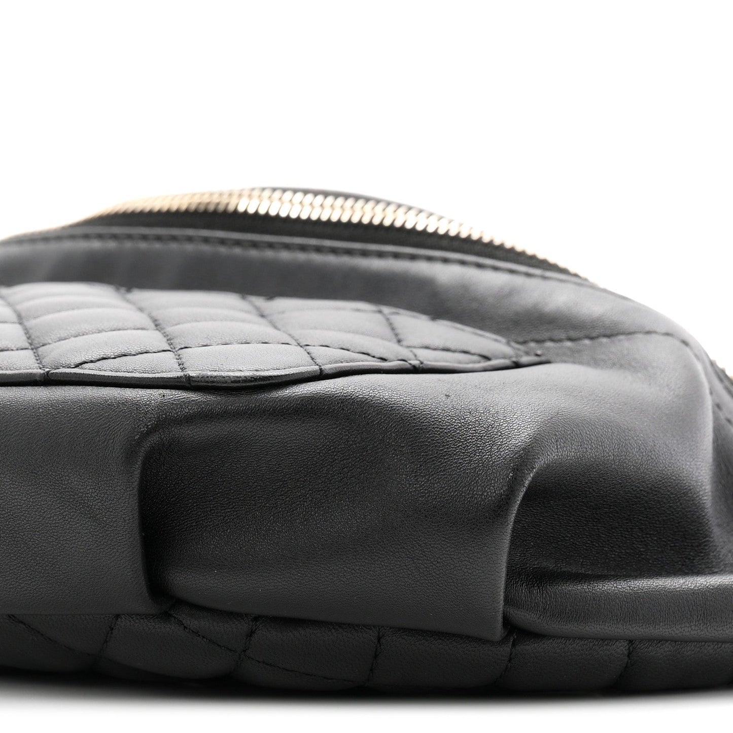 Lambskin Quilted Waist Bag Fanny Pack Black
