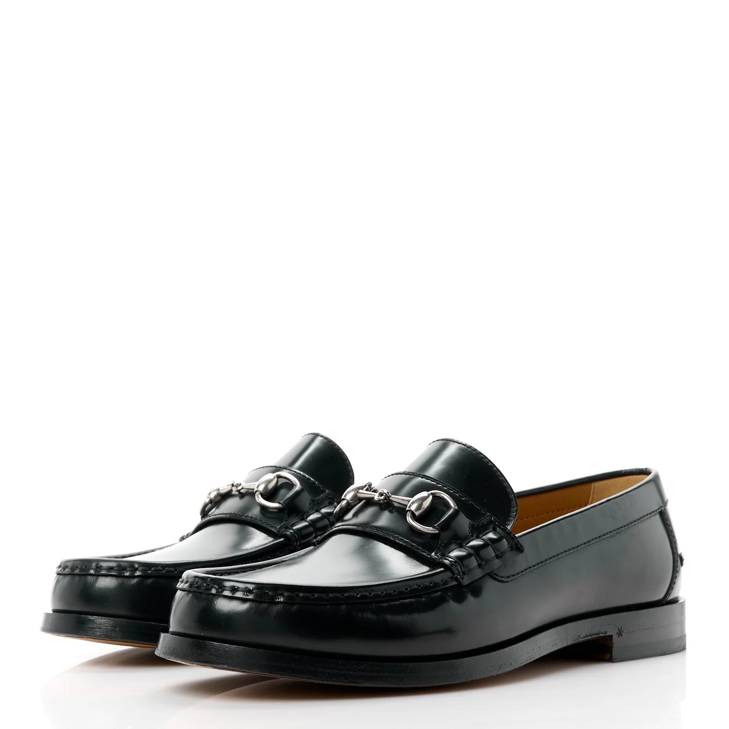 Gucci Mandala Goatskin Mens Horsebit Loafers 10 Black