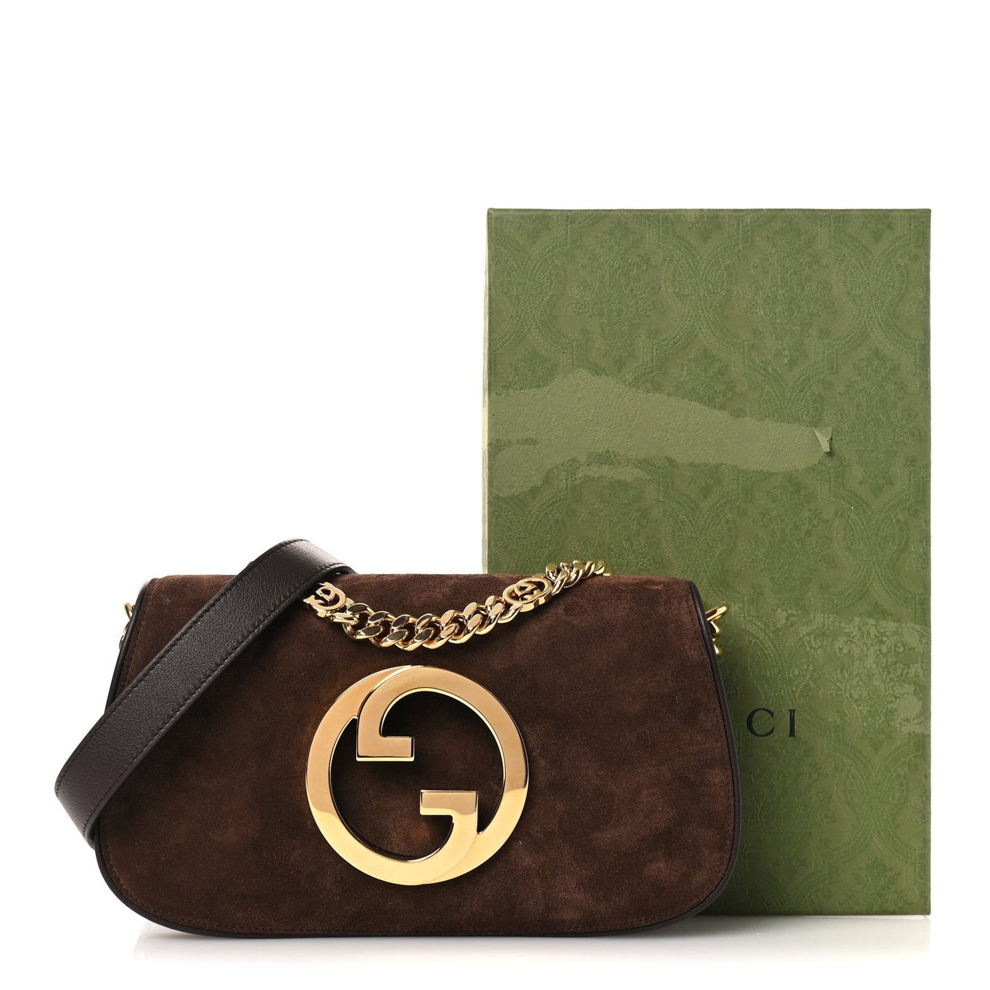 Suede Talco Roxy Calfskin Blondie Chain Shoulder Flap Bag Burnt Satin