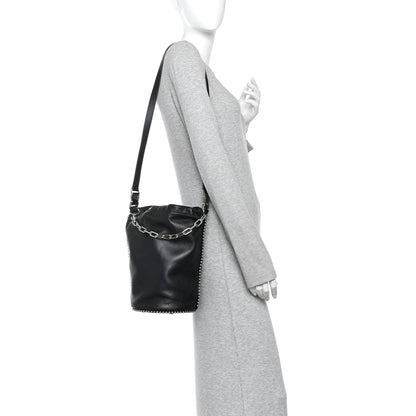 Lambskin Attica Chain Dry Sack Bucket Bag Black