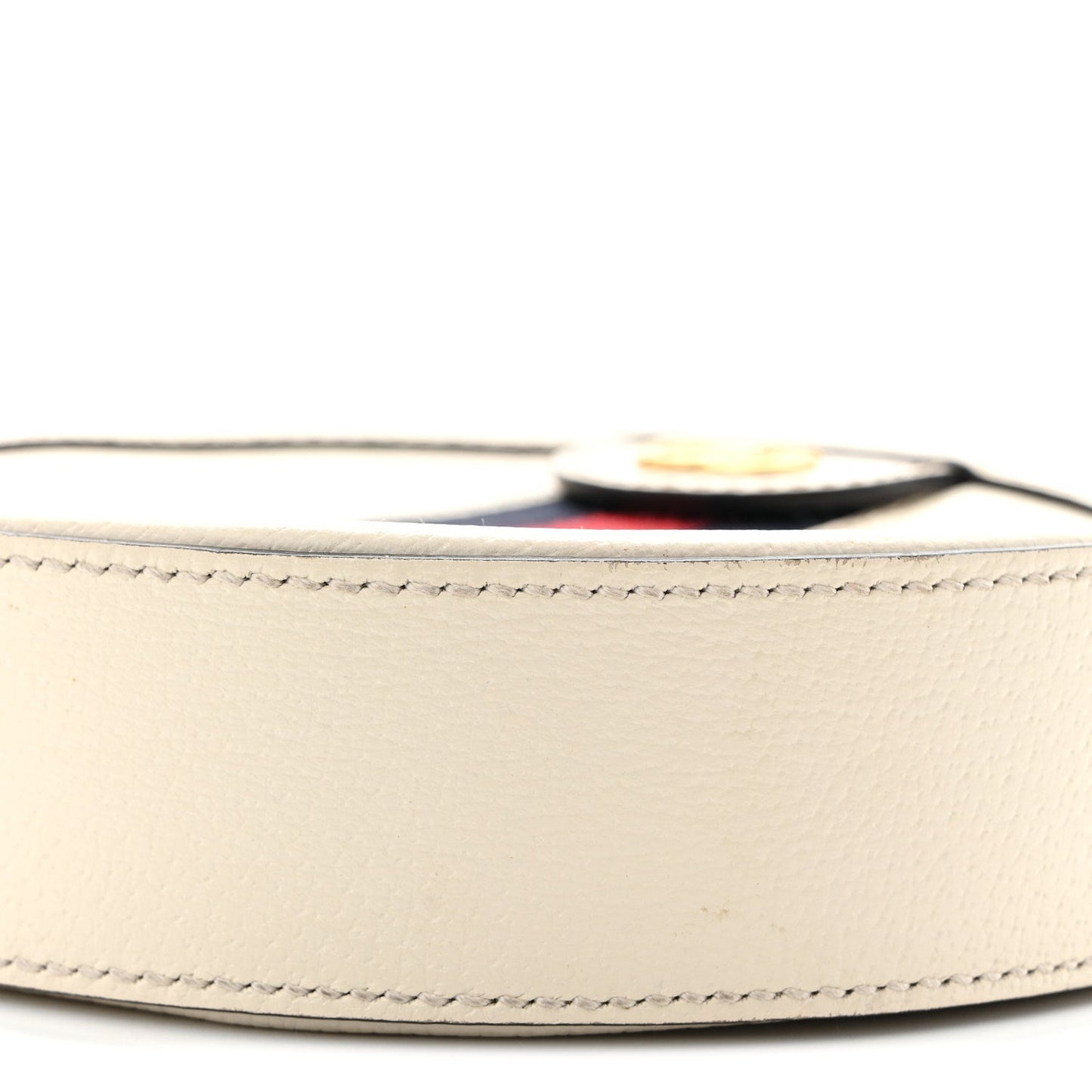 Textured Calfskin Web Mini Ophidia Round Shoulder Bag Mystic White