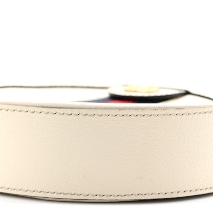 Textured Calfskin Web Mini Ophidia Round Shoulder Bag Mystic White