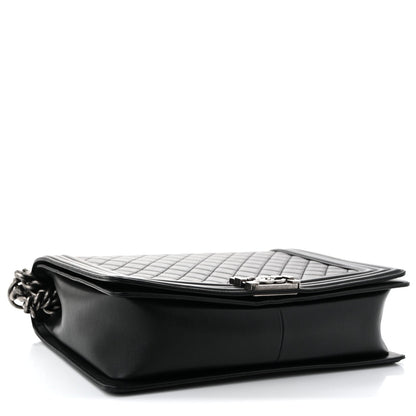 Lambskin Quilted Large Boy Flap Black