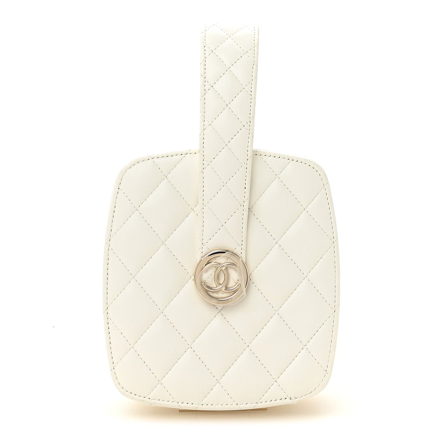 Lambskin Minaudiere Vanity With Handle White