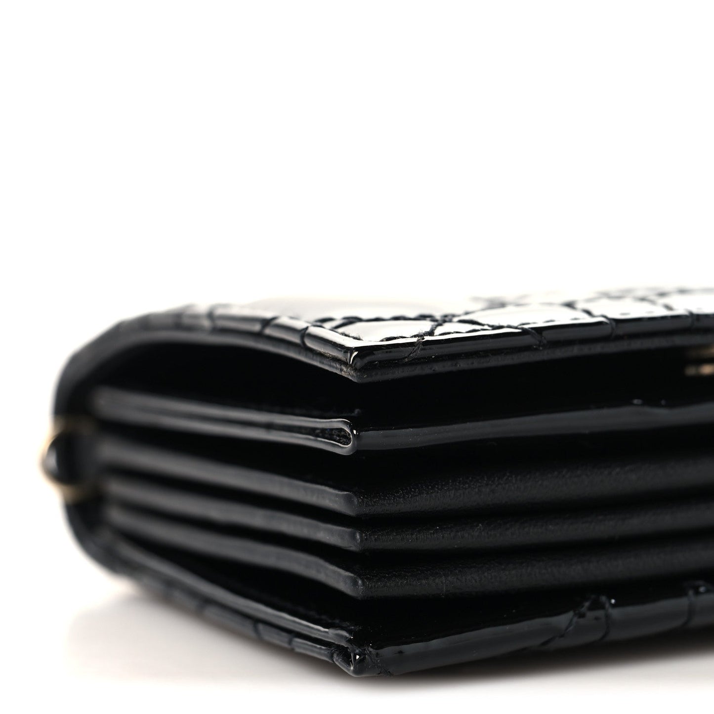 Patent Cannage Mini Pouch on Chain Black
