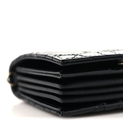 Patent Cannage Mini Pouch on Chain Black