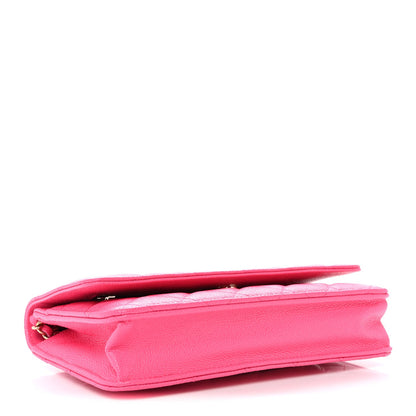Caviar Quilted Wallet on Chain WOC Fuchsia