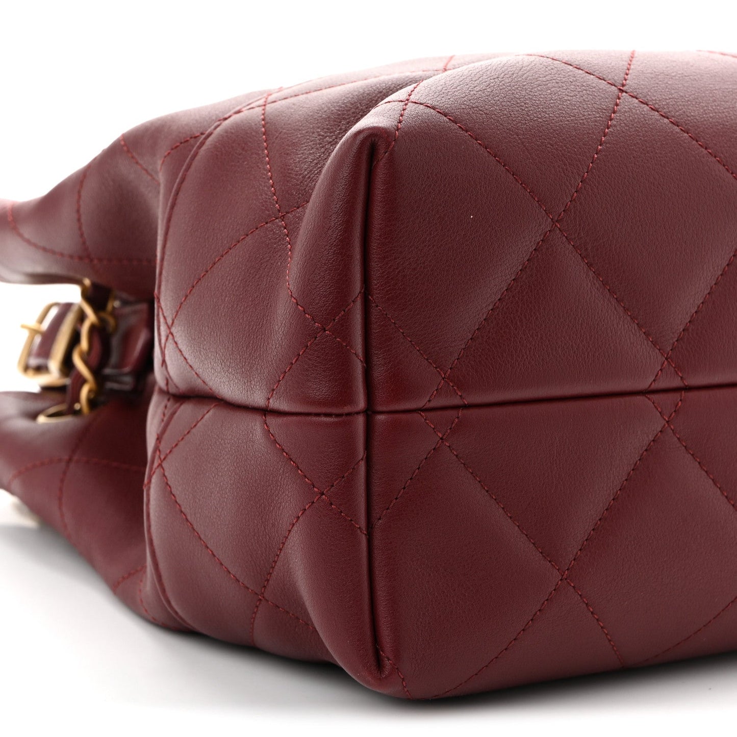 Calfskin Quilted Small Coco Base Shopping Bag Burgundy