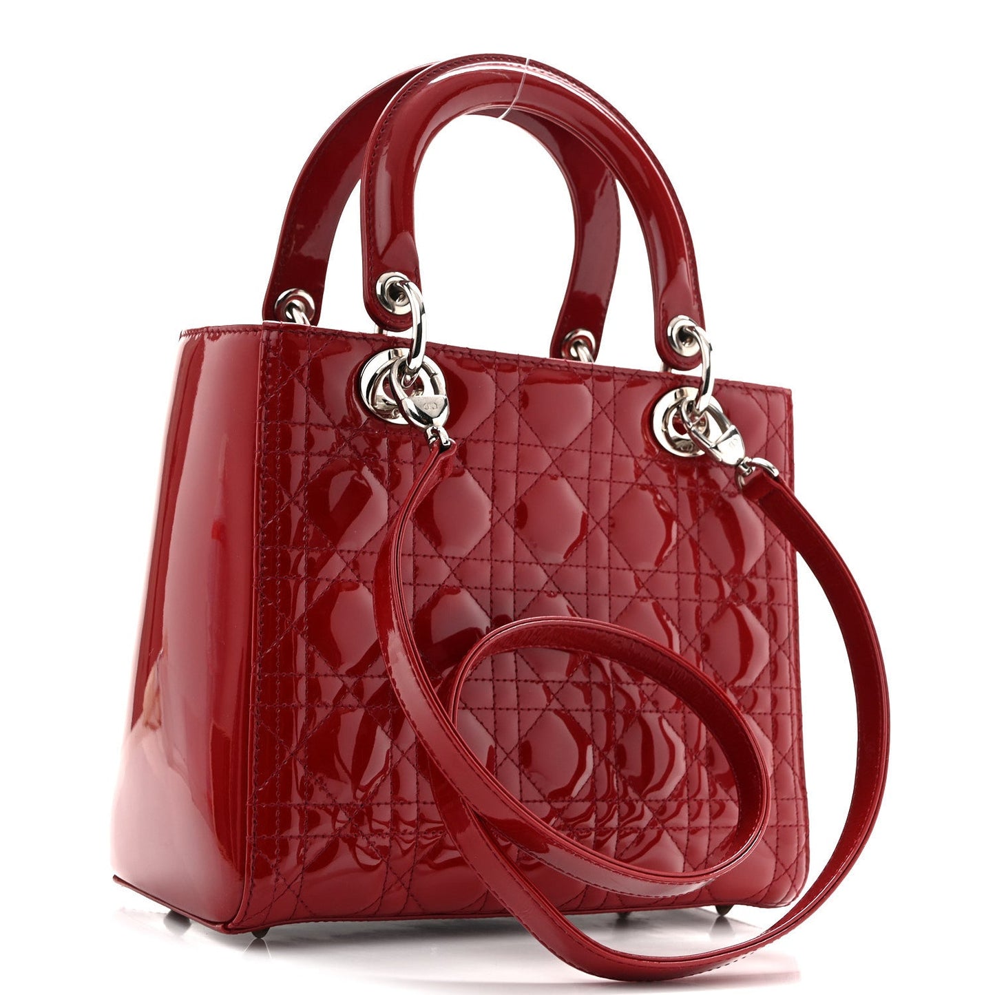 Patent Cannage Medium Lady Dior Red