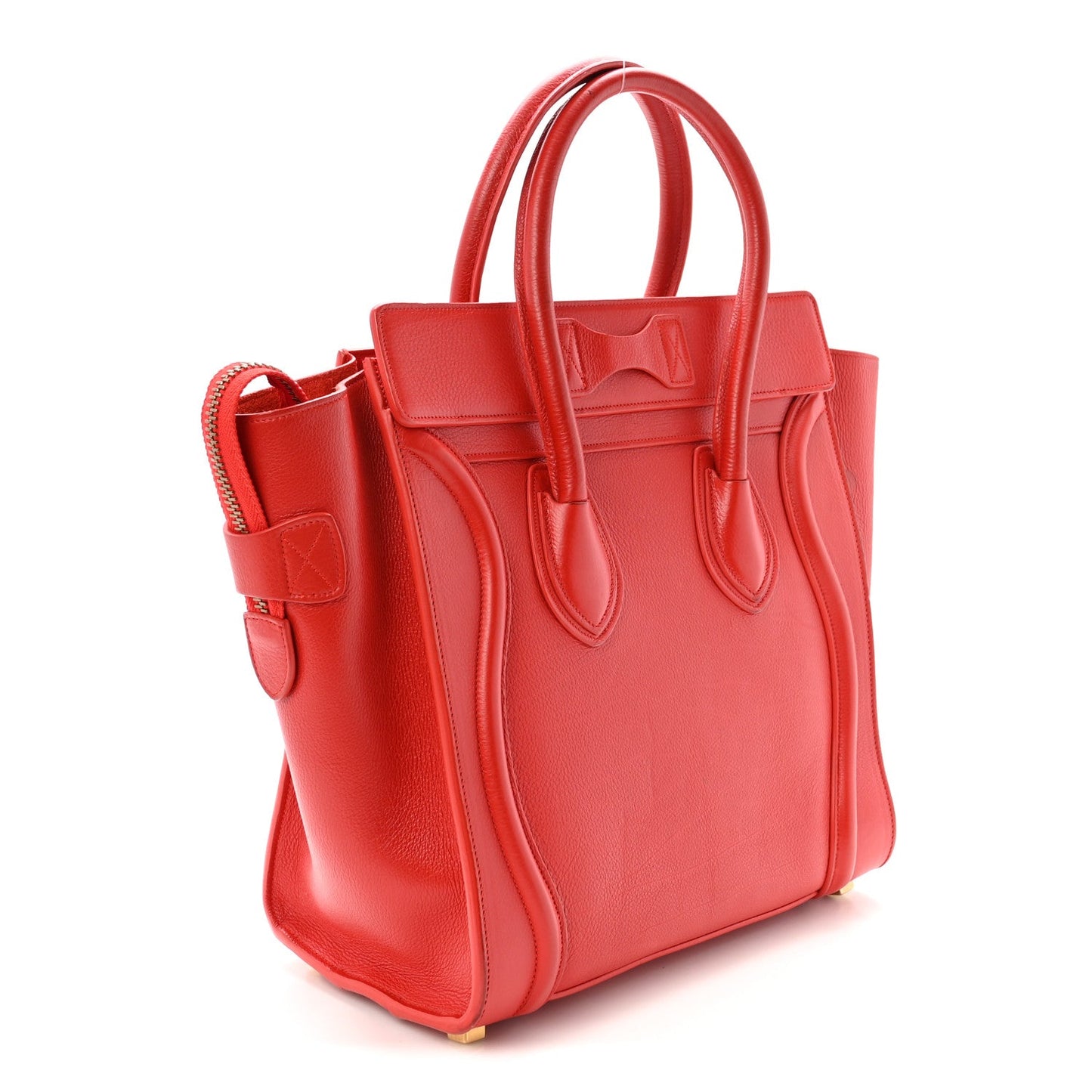 Drummed Calfskin Micro Luggage Vermillion