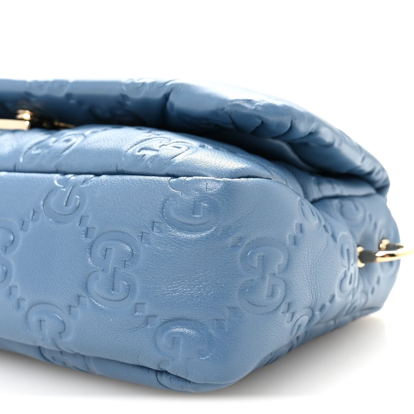 Lambskin Embossed Mini GG Milano Top Handle Shoulder Bag Blue