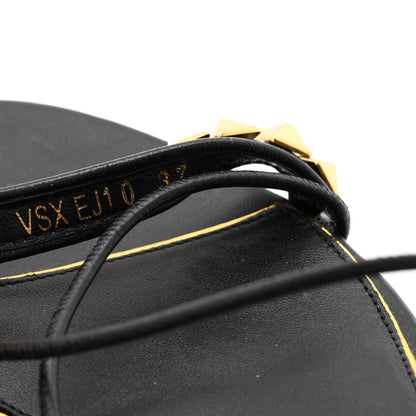 Calfskin Rockstud No Limit Gladiator Flat Sandals 37 Black