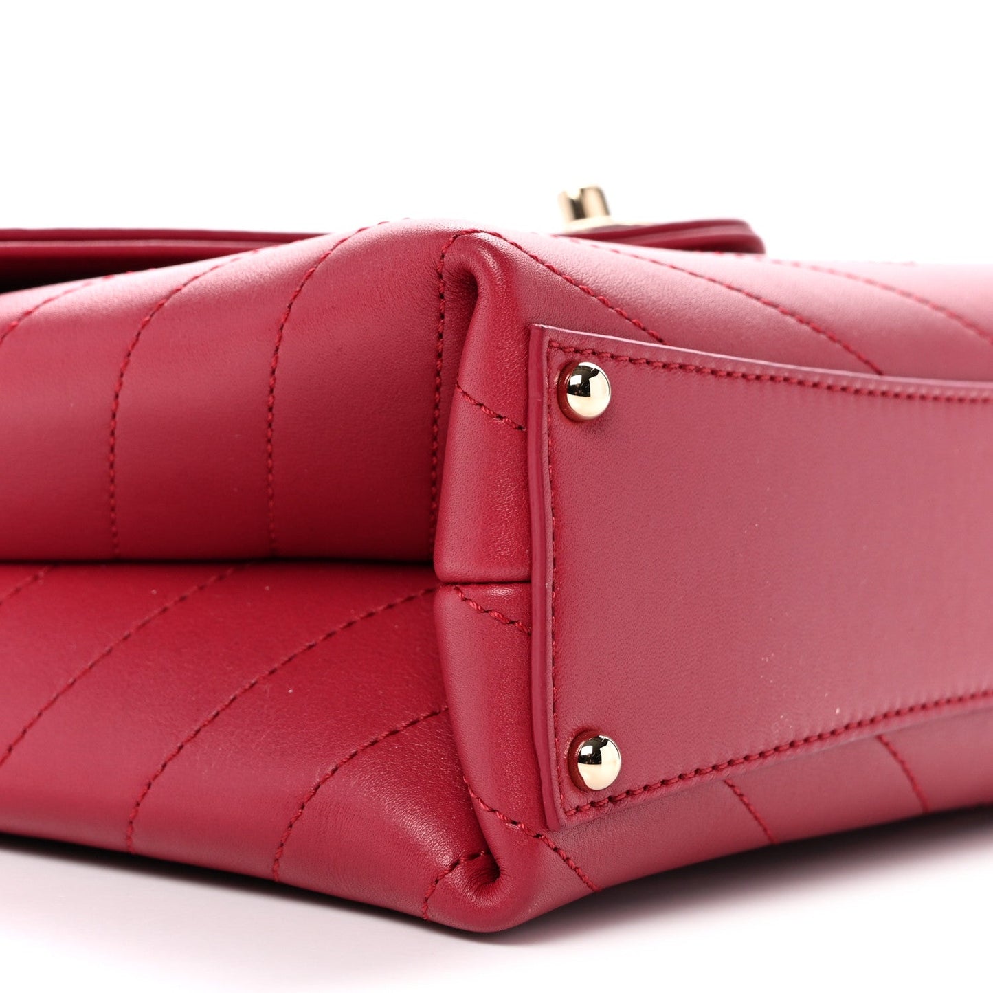 Calfskin Chevron Stitched Small Coco Flap Bag Pink