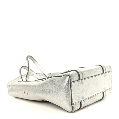 Metallic Goatskin Logo XXS Everyday Tote Argent Black