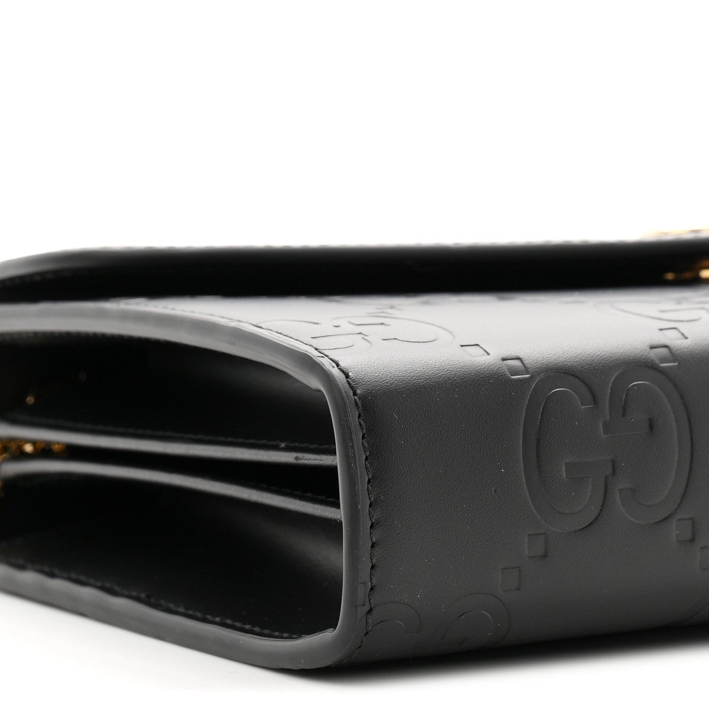 Calfskin GG Debossed Chain Wallet Black