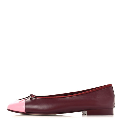 Lambskin Cap Toe CC Ballerina Flats 39 Burgundy Pink