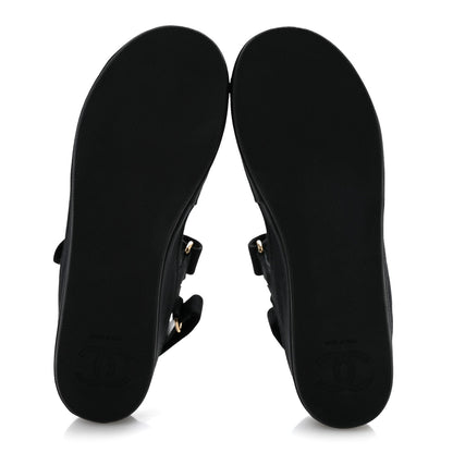 Grosgrain Crystal Logo Platform Sandals 38 Black